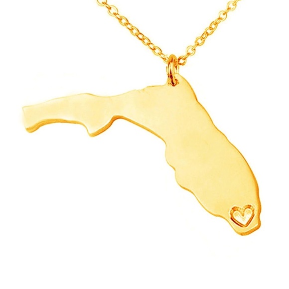 BEACH Jewelry - Gold Stainless Steel Florida Necklace
